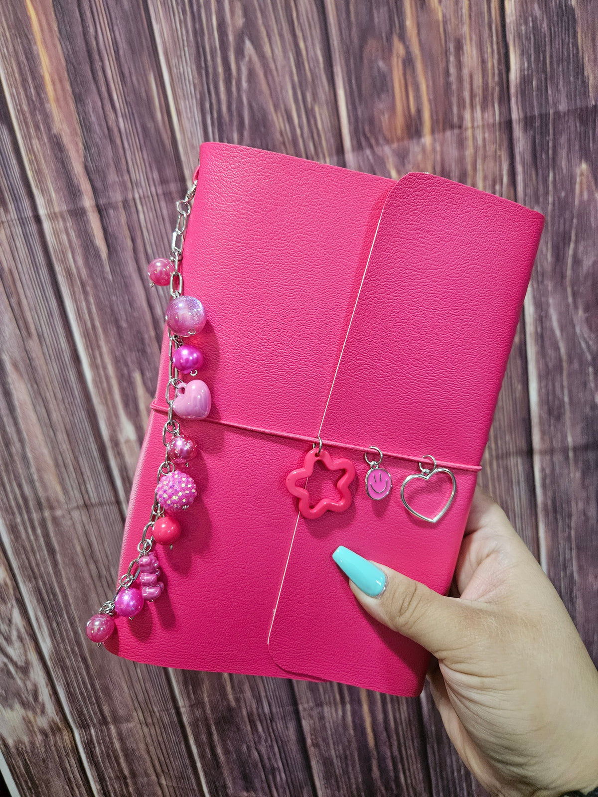 Faux Leather Wrapped Journal (A5) - pink monochrome