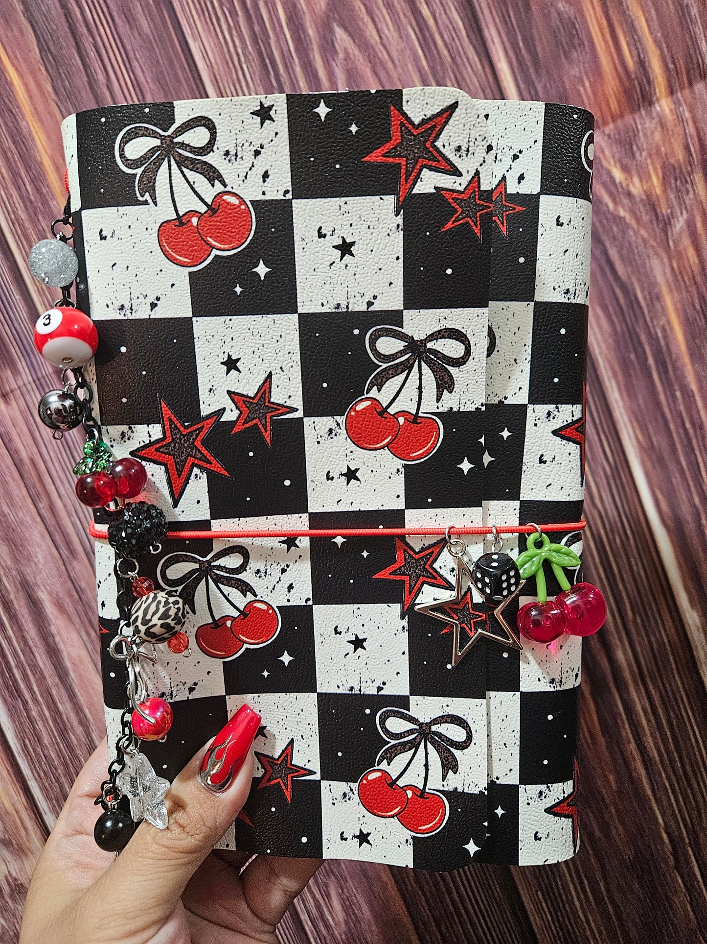 Faux Leather Wrapped Journal (A5) - Cherry Checkered