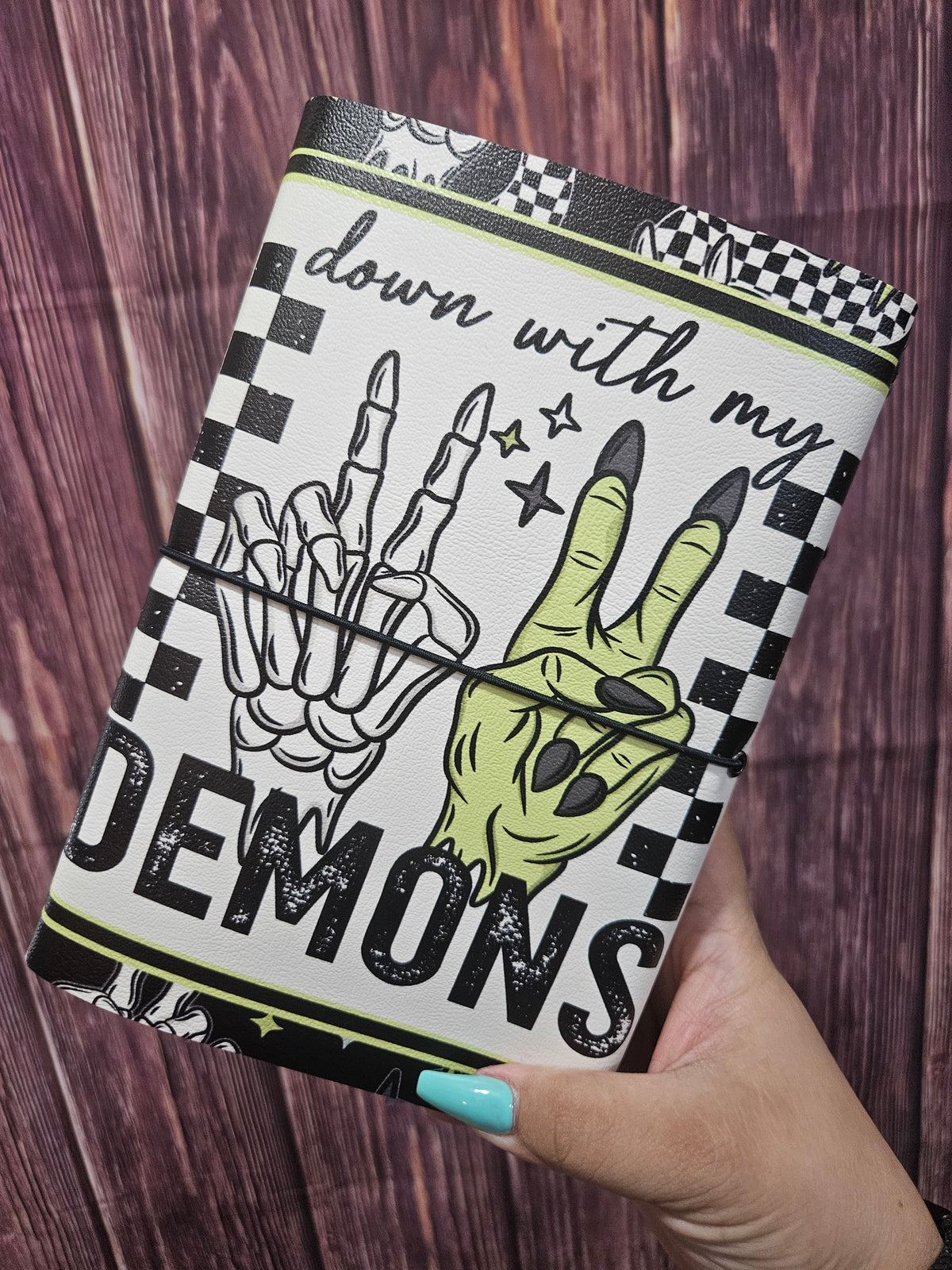 Faux Leather Wrapped Journal (A5) - down with my demons