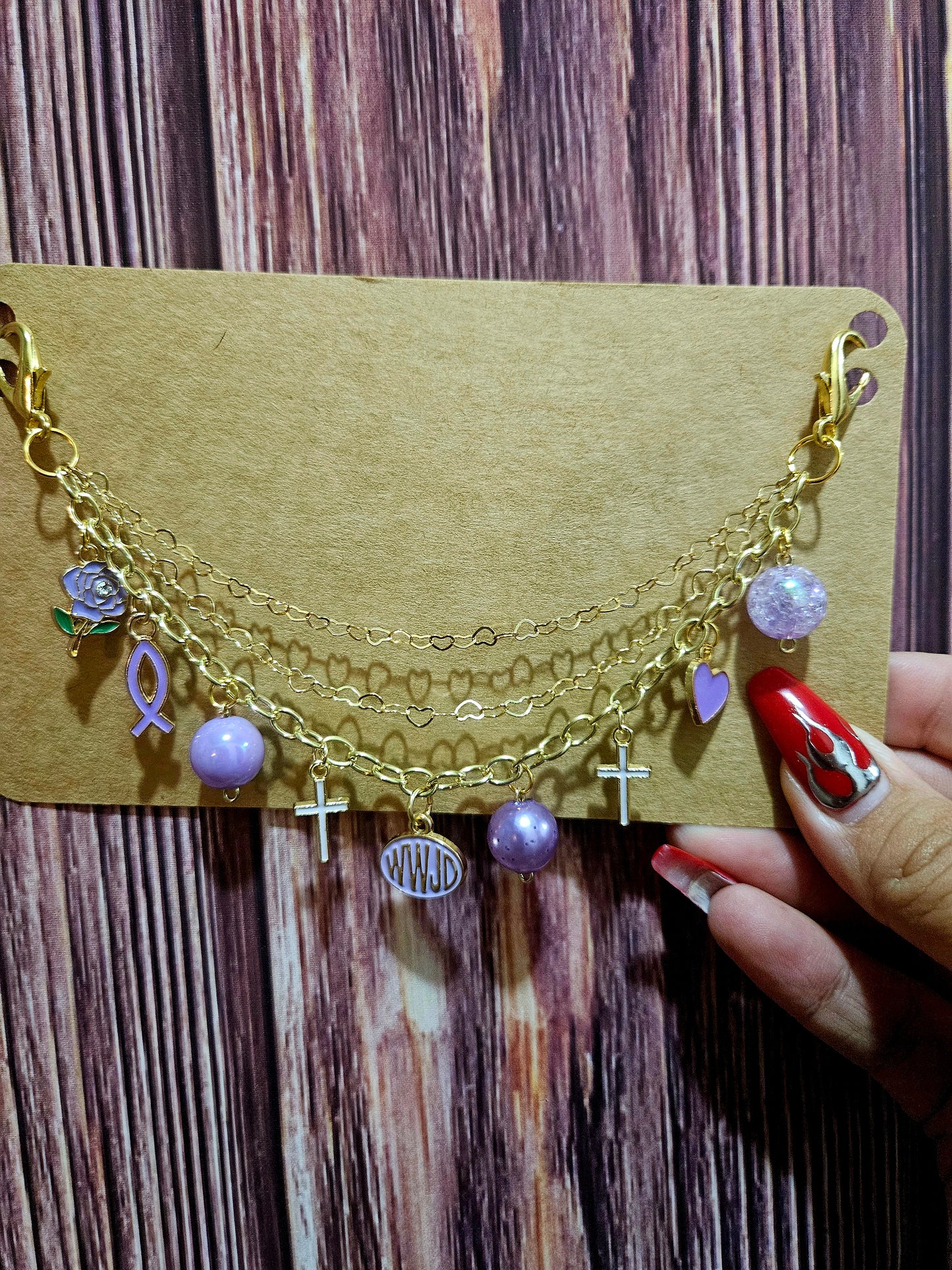 Car Charm Chain +hanger - WWJD purple