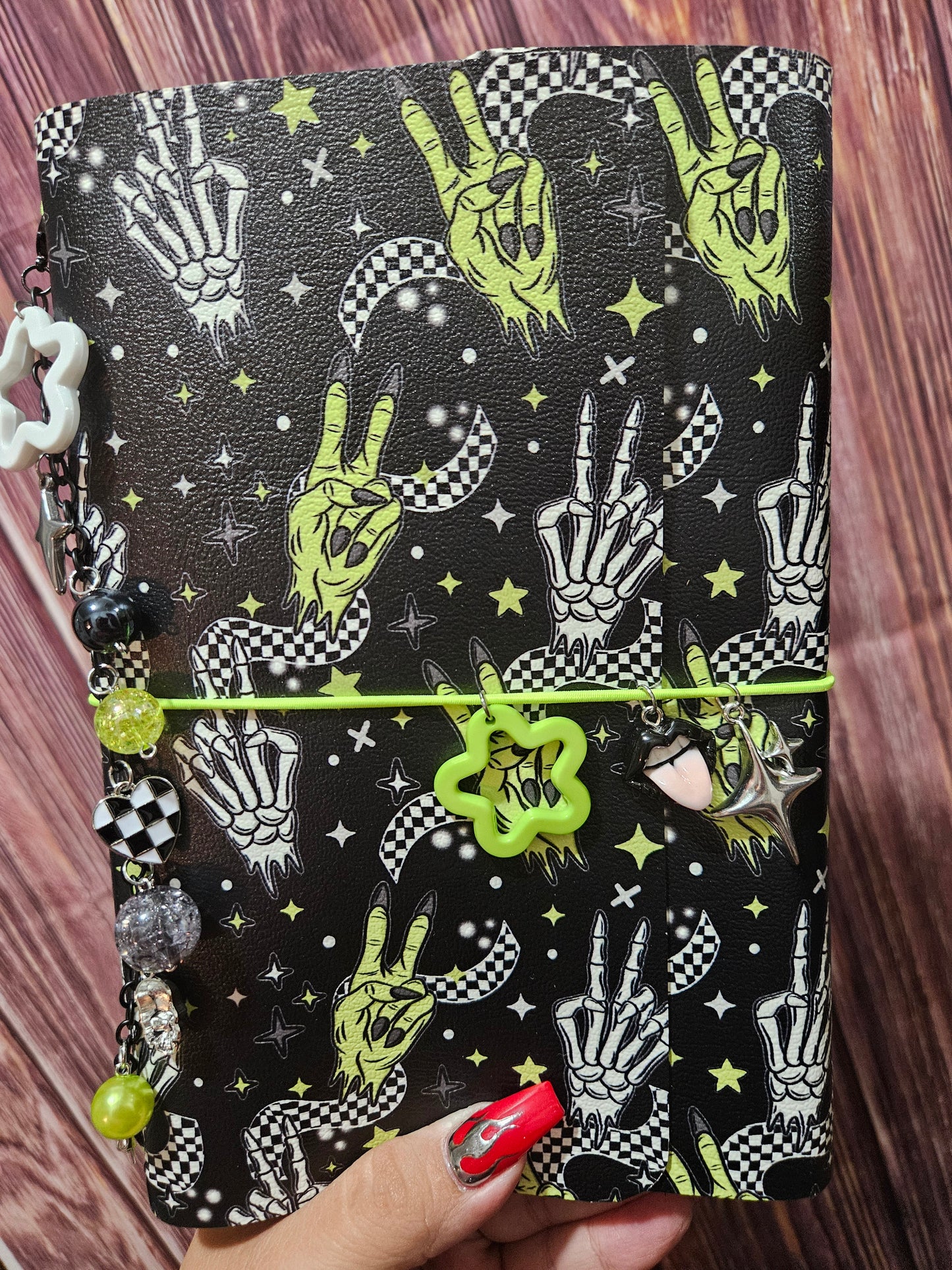 Faux Leather Wrapped Journal (A5) - skelly/demons