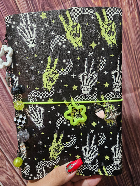 Faux Leather Wrapped Journal (A5) - skelly/demons