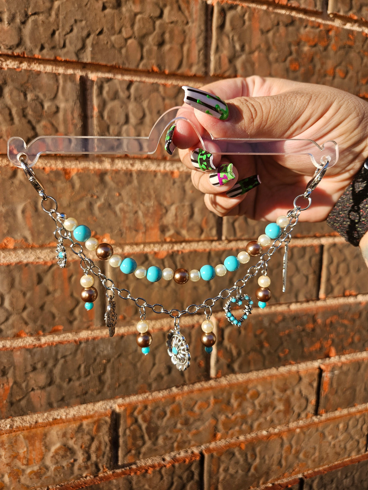 Car Charm Chain +hanger - western pearl bead chain (v1)