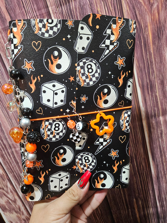 Faux Leather Wrapped Journal (A5) - checkered 8ball