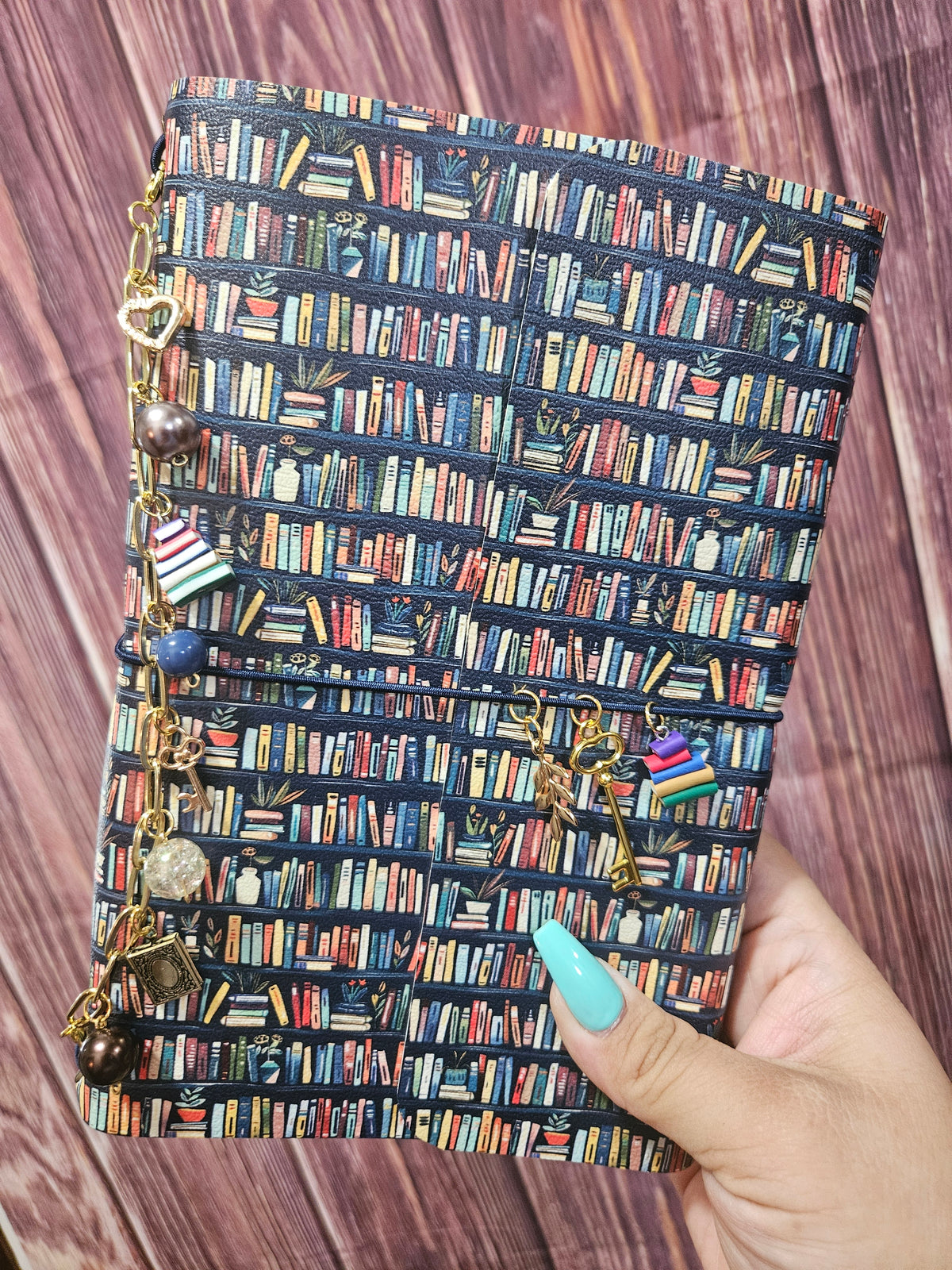 Faux Leather Wrapped Journal (A5) - book shelves