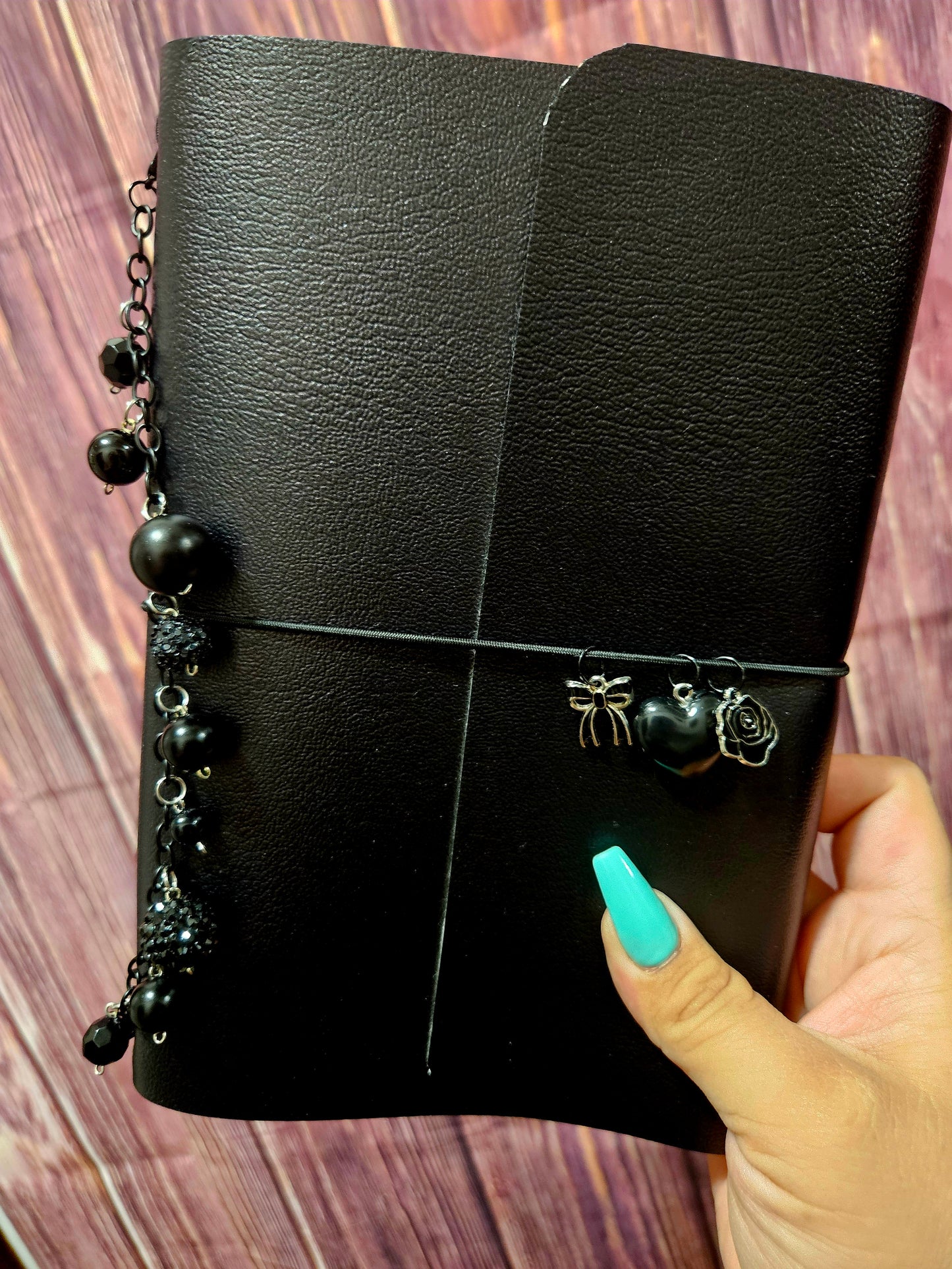Faux Leather Wrapped Journal (A5) - monochrome black