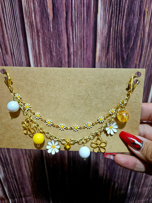 Car Charm Chain + hanger - Daisies double chain (gold)