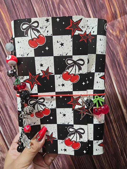 Faux Leather Wrapped Journal (A5) - Cherry Checkered
