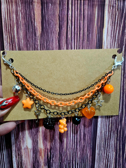 Car Charm Chain +hanger - orange triple chain