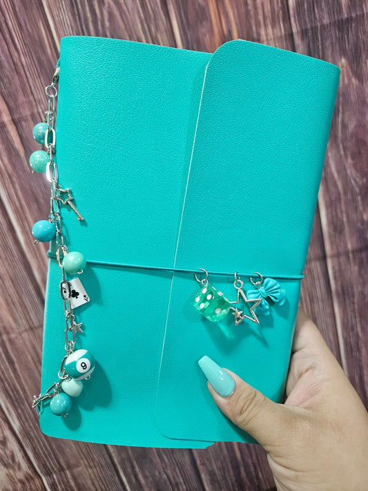 Faux Leather Wrapped Journal (A5) - turquoise monochrome