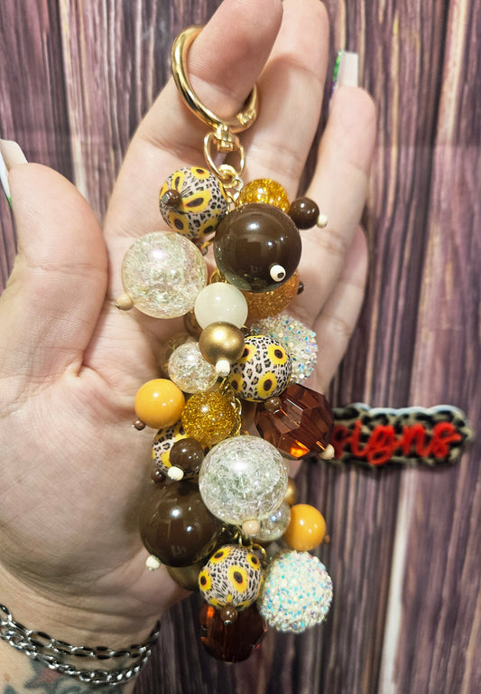 Bag Charm - Leopard Sunflowers (gold hardware)