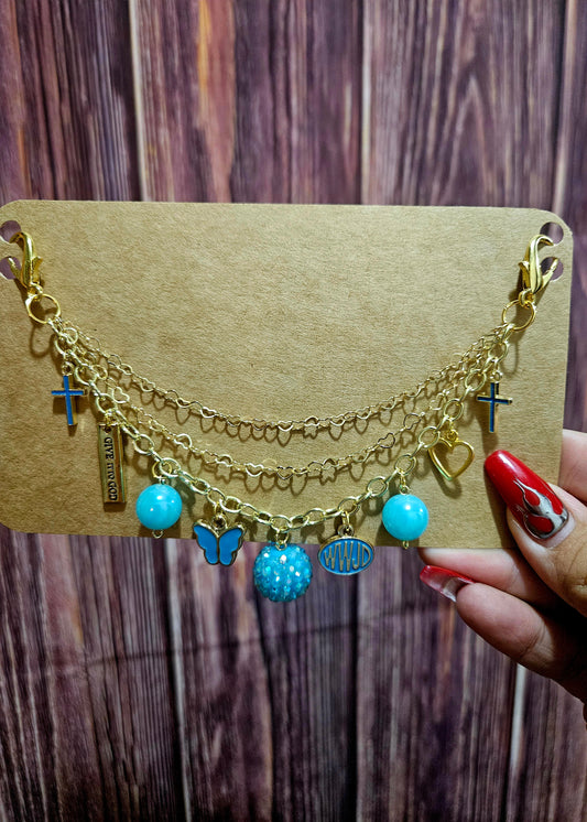 Car Charm Chain +hanger - WWJD bright blue