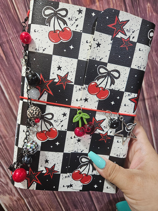 Faux Leather Wrapped Journal (A5) - Cherry Checkered