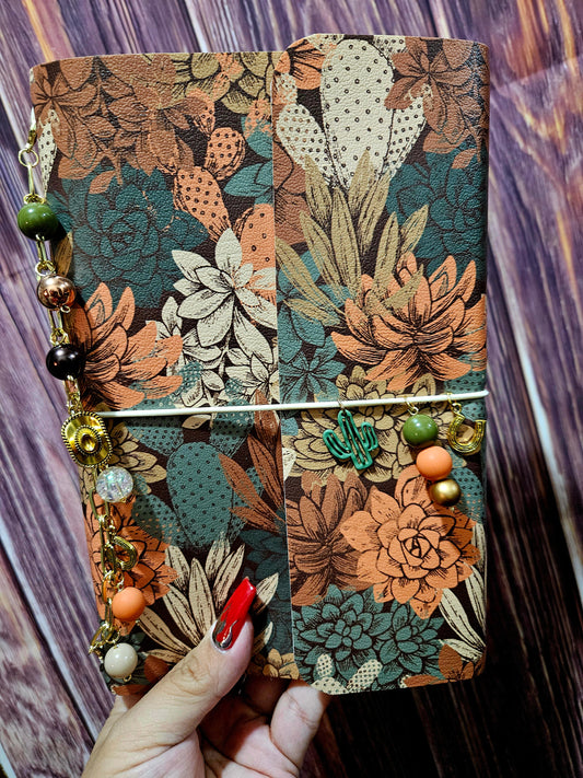 Faux Leather Wrapped Journal (A5) - neutral cactus