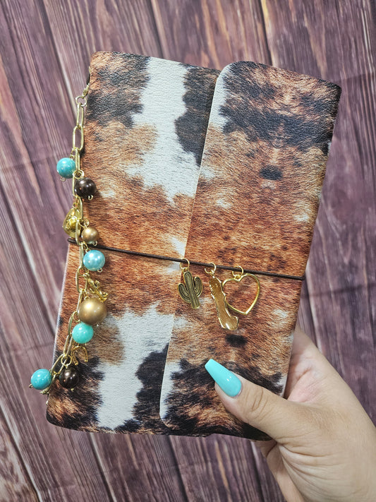 Faux Leather Wrapped Journal (A5) - cowhide print