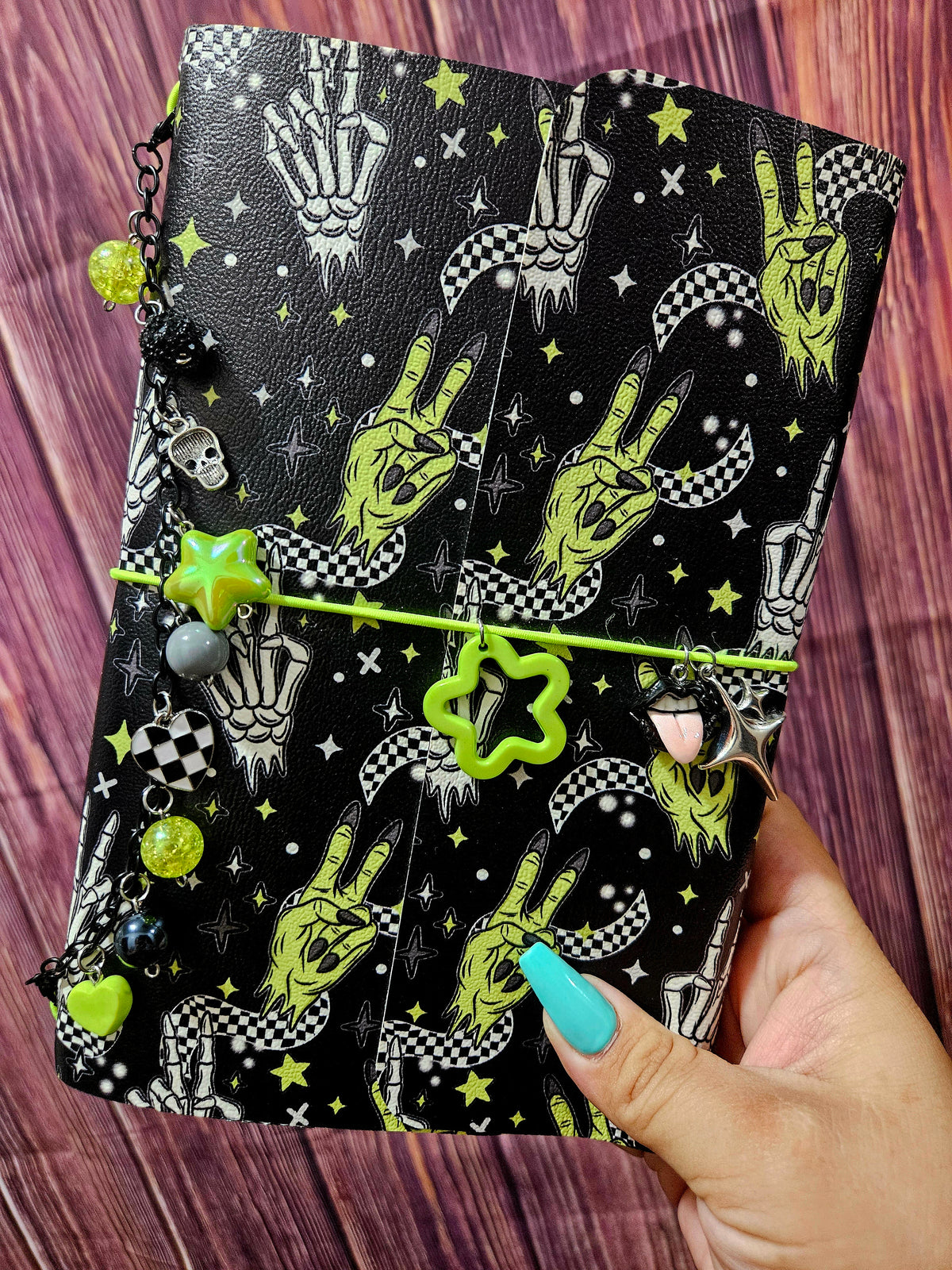 Faux Leather Wrapped Journal (A5) - skelly/demons