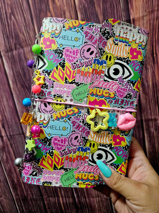 Faux Leather Wrapped Journal (A5) - stickered composition book